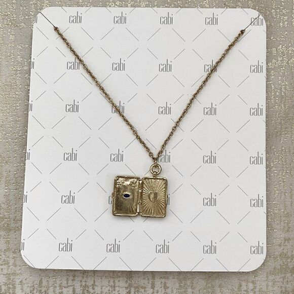Cabi Diary Gold Tone Locket Necklace NWT - Picture 2 of 10